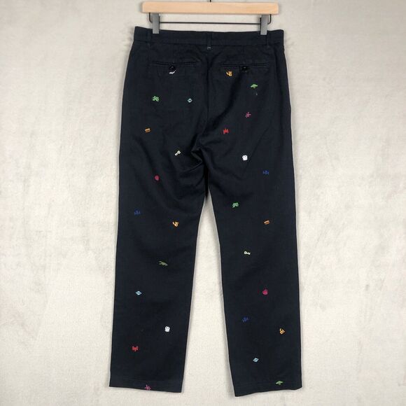 BAND OF OUTSIDERS Pixel‎ Embroidered Chino Pants Sz 34 Blue Button Fly (30x27) - Picture 2 of 11